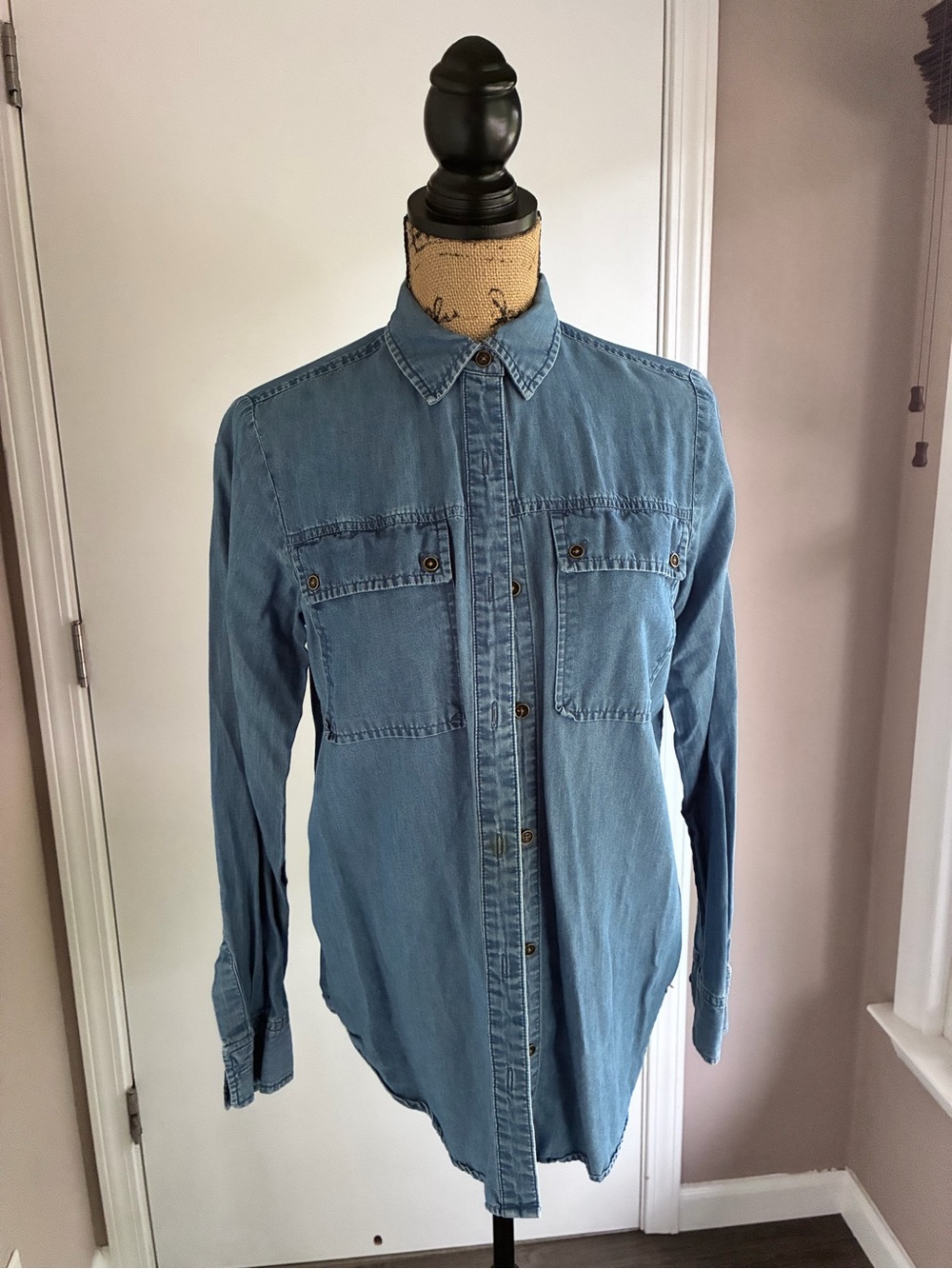Michael Kors Light Blue Denim Button-Down Shirt